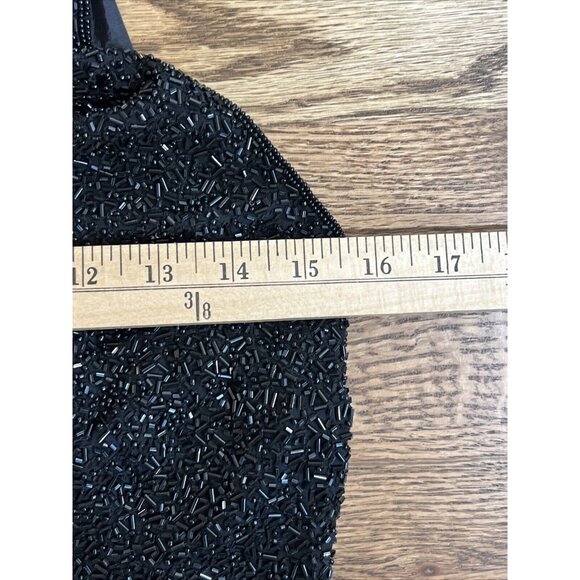 VTG Hugo Buscati Womens Black 100% Silk Beaded Halter Top Size 12 Holiday Y2K - Picture 8 of 10